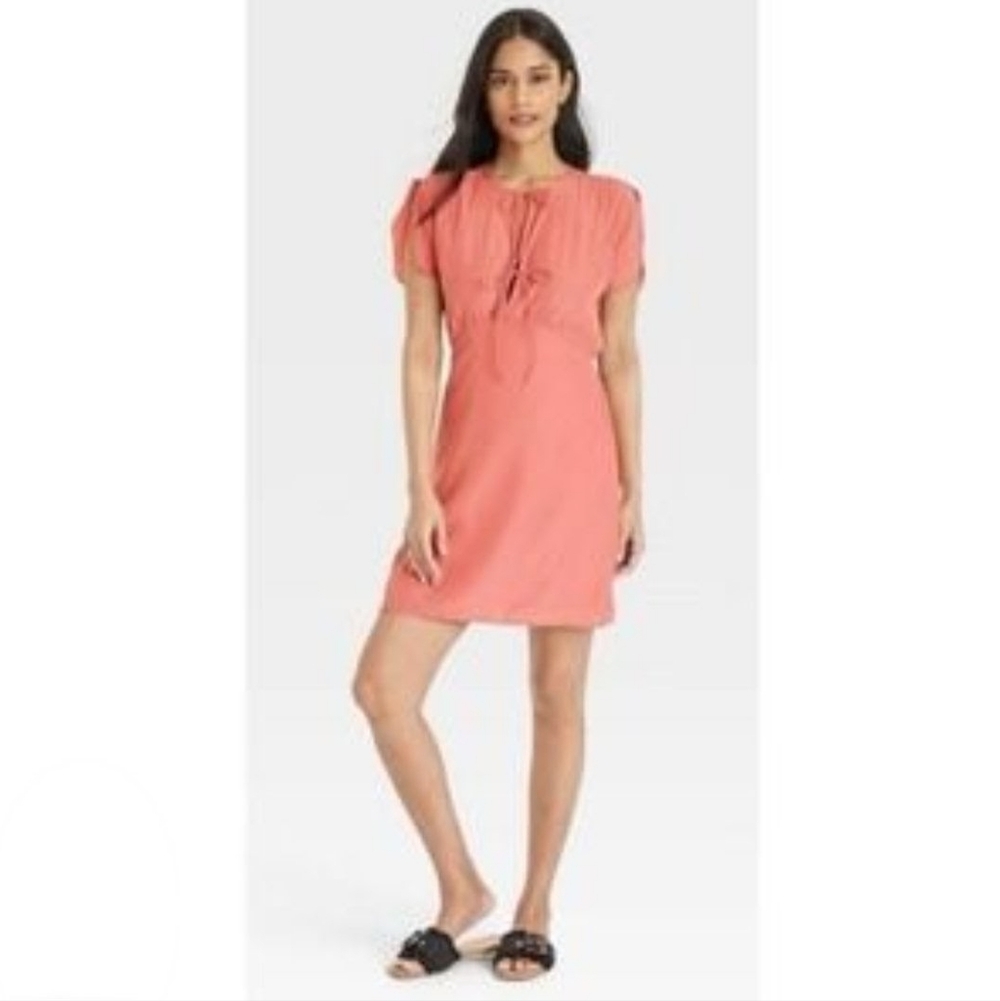 Universal Thread Pink Tie-Front Flutter Sleeve Dr… - image 1
